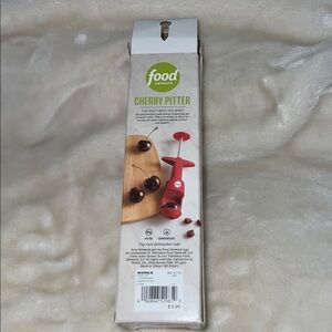 NEW IN BOX 🍒 FOOD NETWORK RED STAINLESS STEEL & ACRYLIC 7.8” CHERRY PITTER